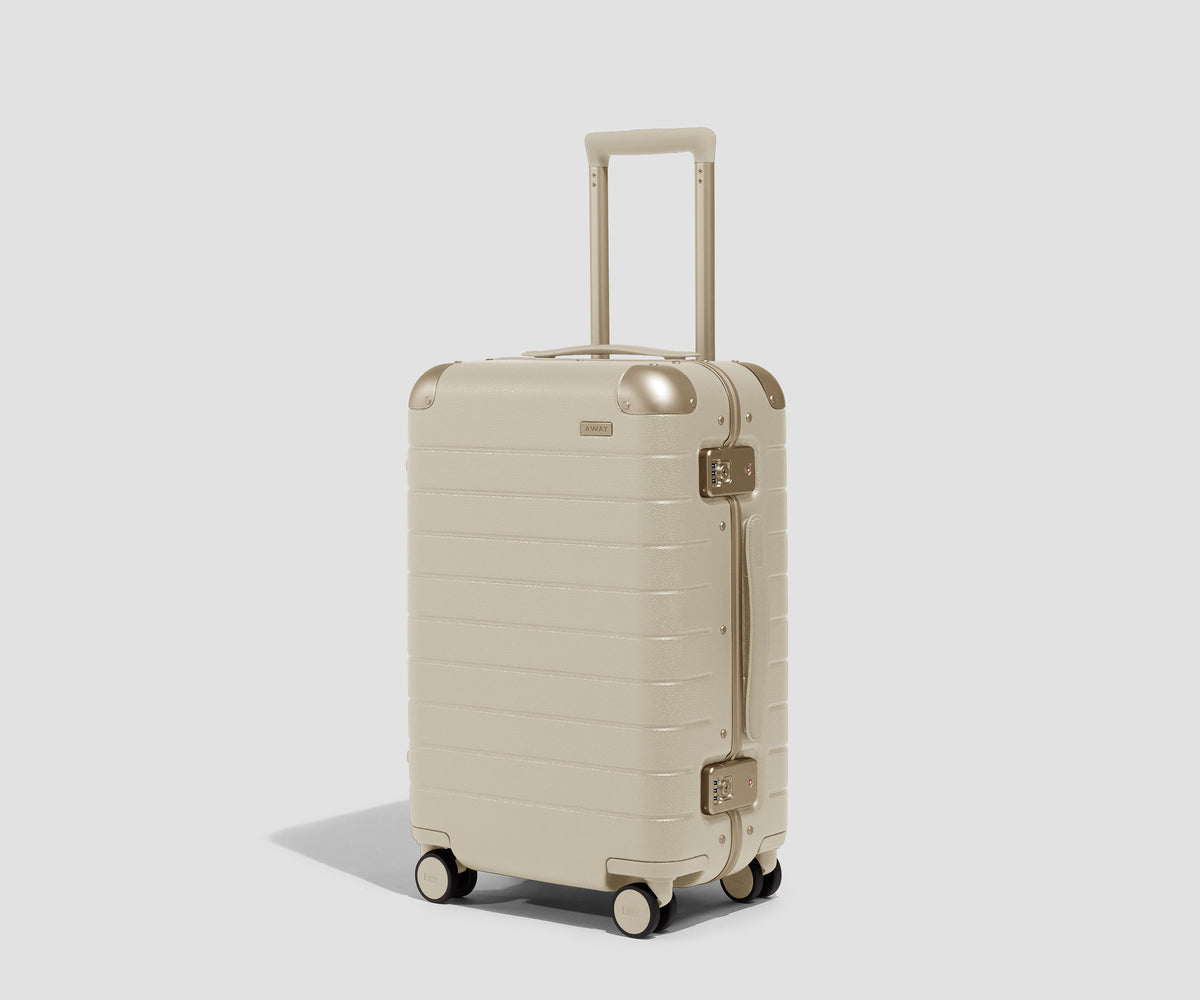 The Aluminum Edge Carry-On in Champagne White
