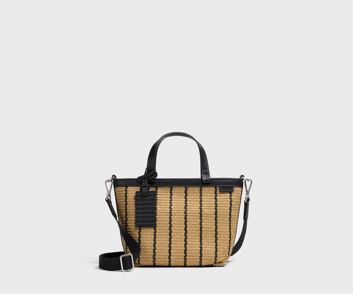 Mini Straw Riviera Tote in Black Seagrass