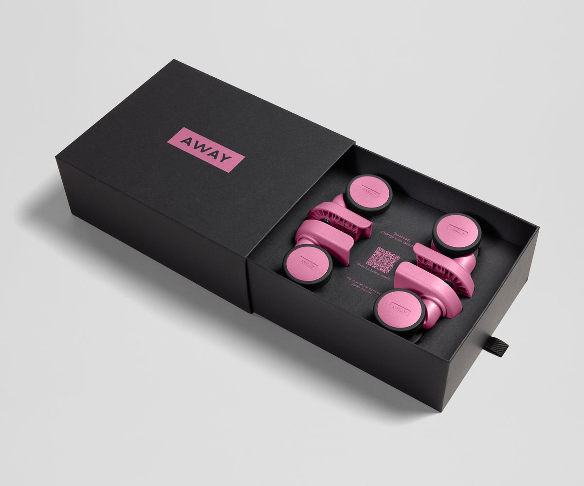 Custom Carry-On Wheel Set in Peony Pink
