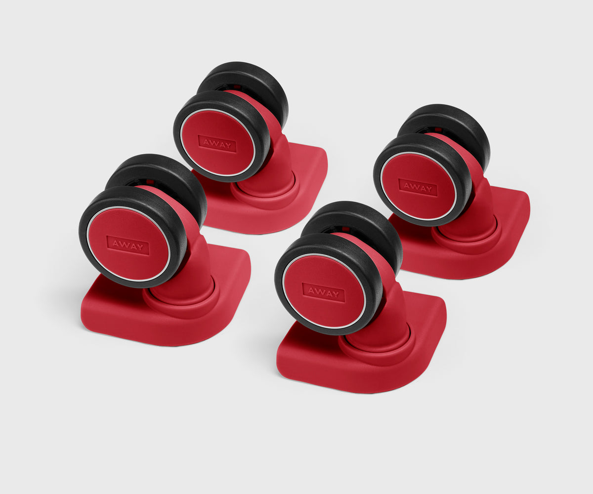Custom Carry-On Wheel Set in Cherry Red