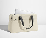 Laptop in the exterior laptop pocket that fits up to 16" devices