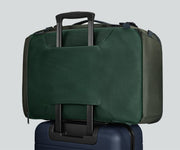 Active Convertible Backpack 45L secured to an Away suitcase by the luggage trolley sleeve