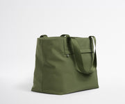 Green tote bag on a white background
