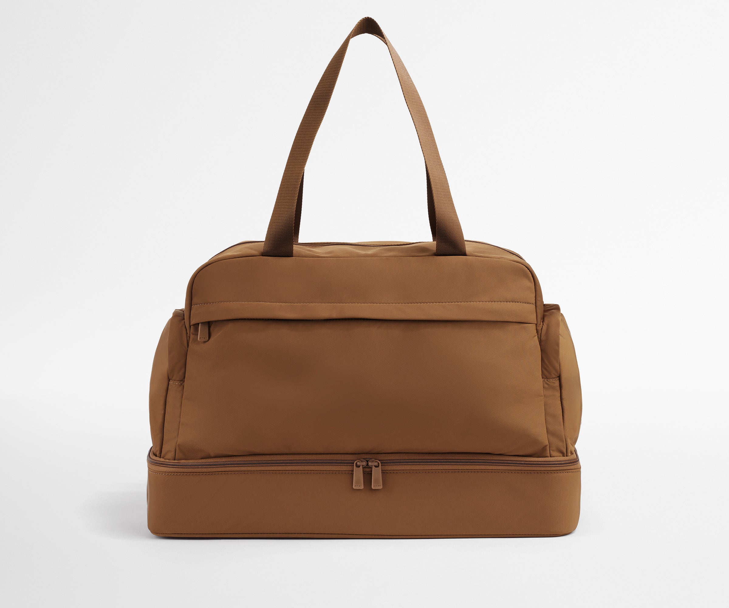 Front view of Featherlight Weekender with the handles up