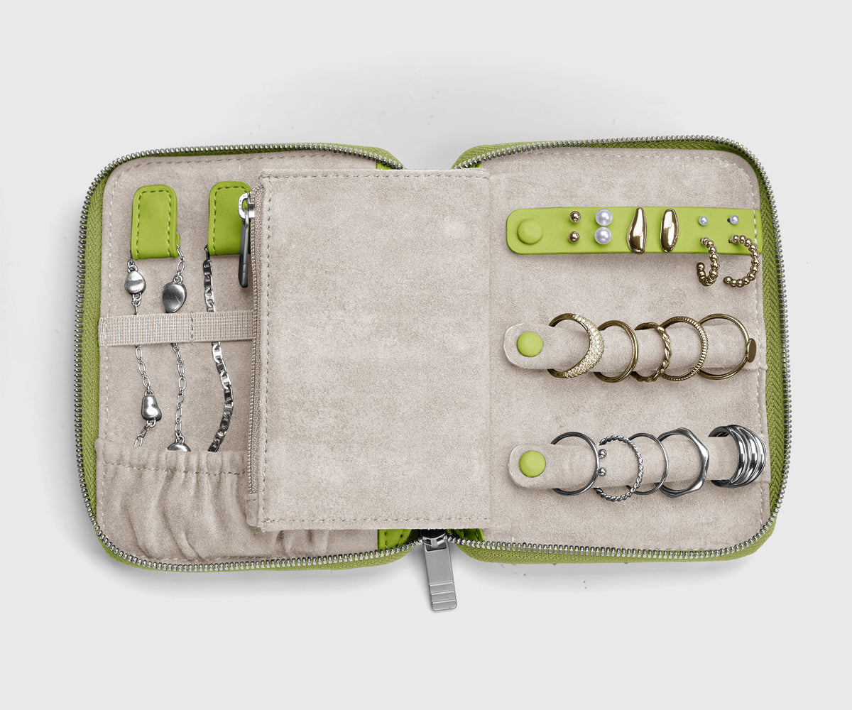 Slim Jewelry Organizer in Chartreuse Spark/Smokey Taupe