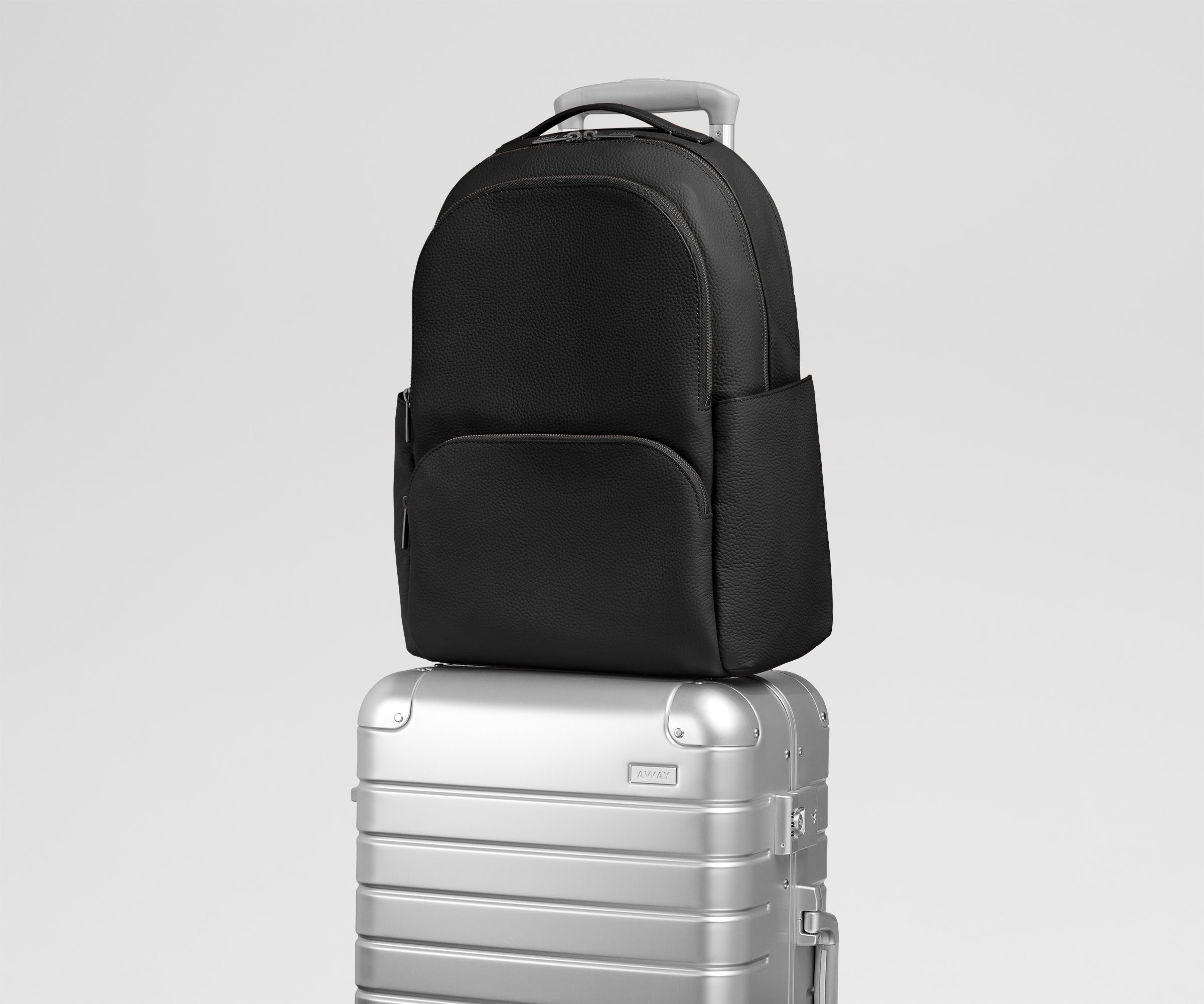 Leather Backpack in Jet Black