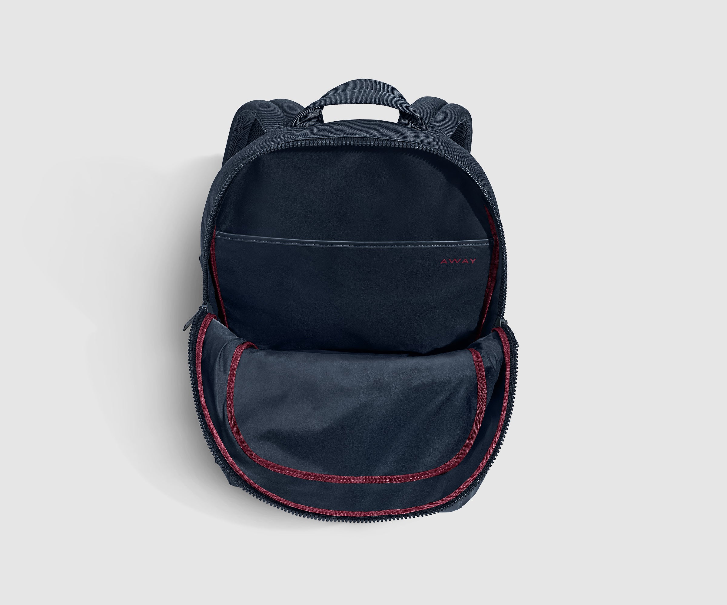 Unzipped, unpacked view of the Active Backpack