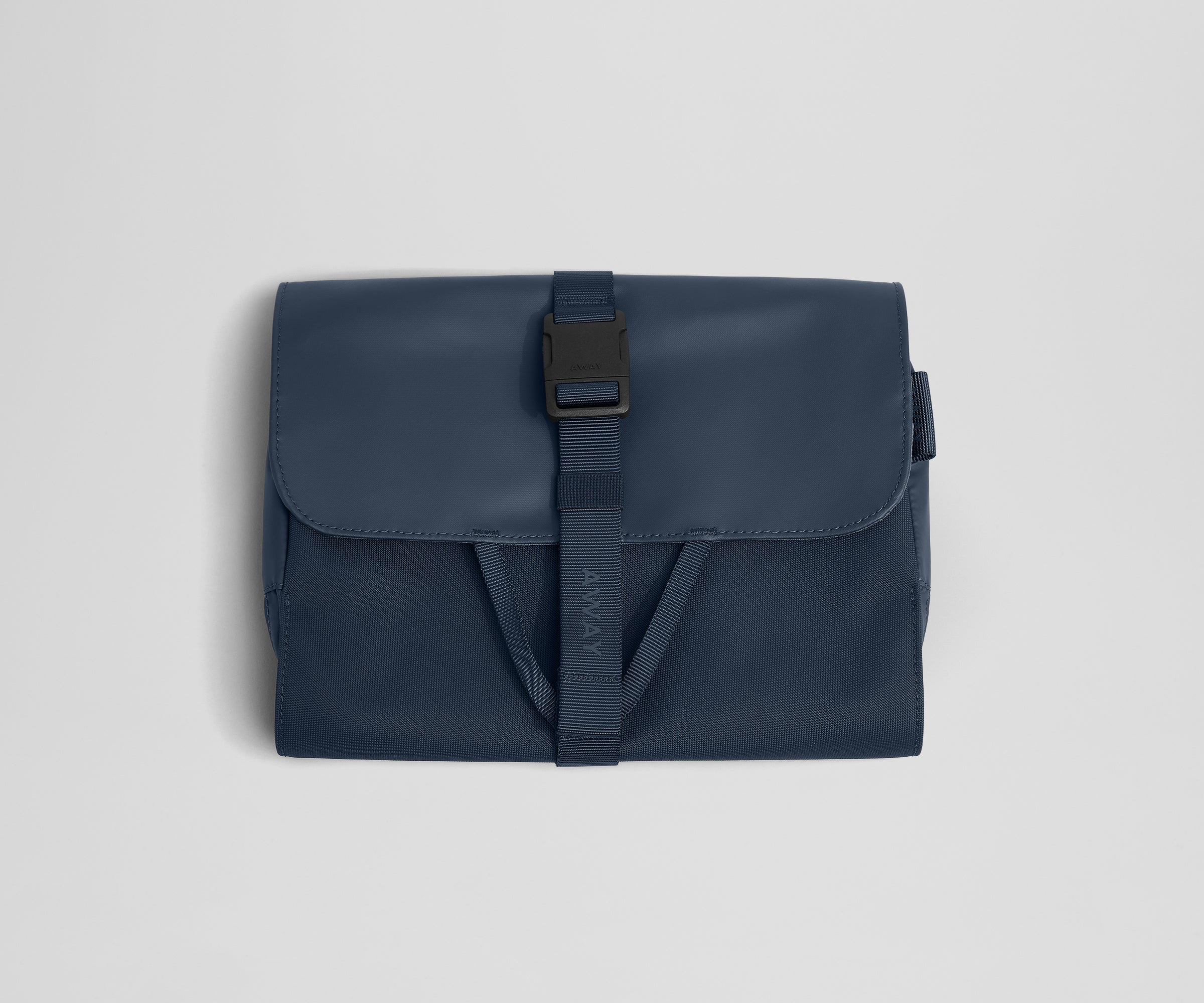 Folded Active Hanging Toiletry Bag with strap buckled