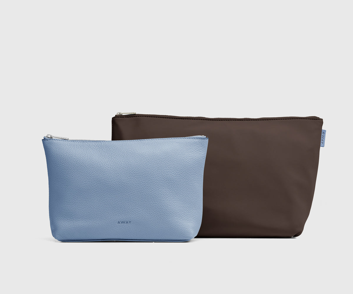 Pouch Duo in Chocolate Brown/Powder Blue
