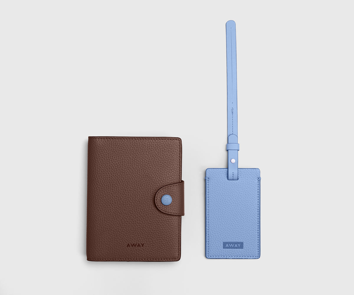 Travel ID Duo in Chocolate Brown/Powder Blue