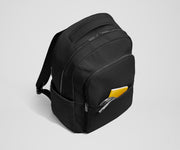 Front slip pocket with small notebook and charging cord